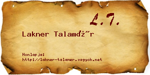 Lakner Talamér névjegykártya